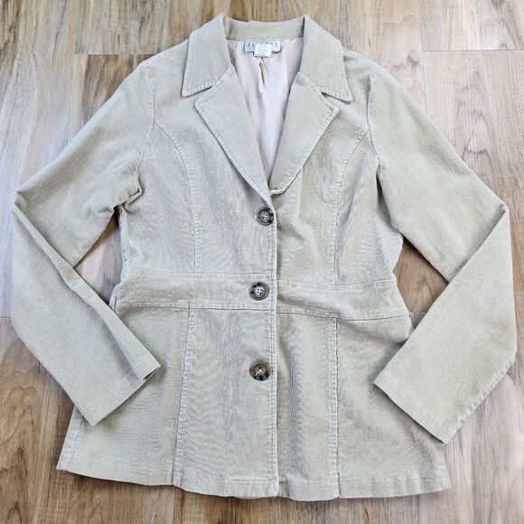 💜Finesse Cream Corduroy Fitted Jacket Large - Picture 1 of 9